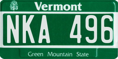 VT license plate NKA496
