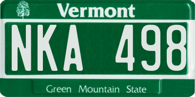VT license plate NKA498
