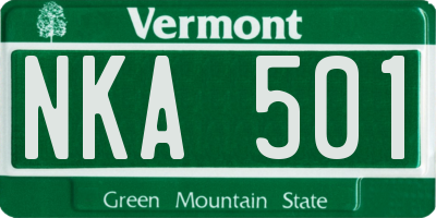 VT license plate NKA501