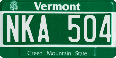 VT license plate NKA504