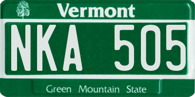 VT license plate NKA505