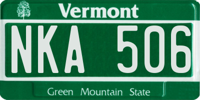 VT license plate NKA506