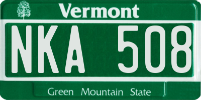 VT license plate NKA508