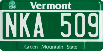 VT license plate NKA509