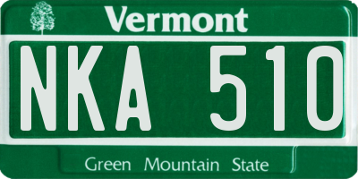 VT license plate NKA510