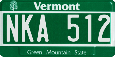VT license plate NKA512