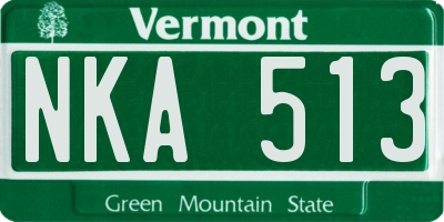 VT license plate NKA513
