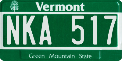 VT license plate NKA517