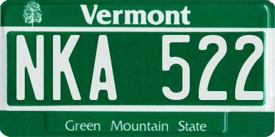 VT license plate NKA522