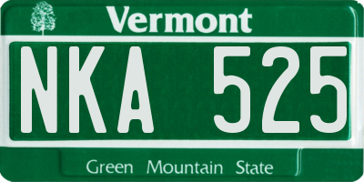 VT license plate NKA525