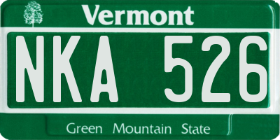 VT license plate NKA526