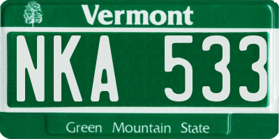 VT license plate NKA533
