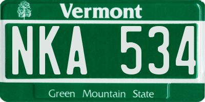 VT license plate NKA534