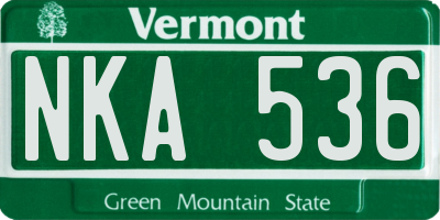 VT license plate NKA536