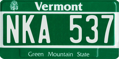 VT license plate NKA537