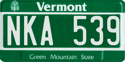 VT license plate NKA539