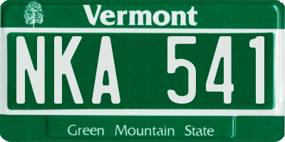 VT license plate NKA541