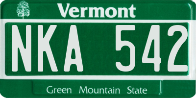 VT license plate NKA542