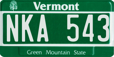 VT license plate NKA543