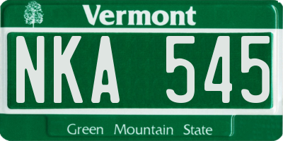 VT license plate NKA545