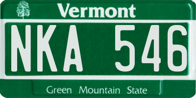 VT license plate NKA546
