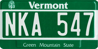 VT license plate NKA547