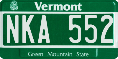 VT license plate NKA552
