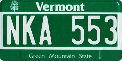 VT license plate NKA553