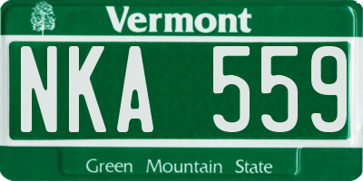 VT license plate NKA559