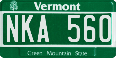 VT license plate NKA560