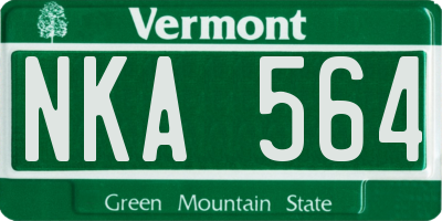 VT license plate NKA564