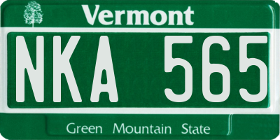 VT license plate NKA565