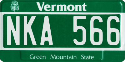 VT license plate NKA566