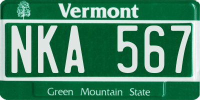 VT license plate NKA567