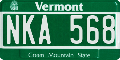 VT license plate NKA568
