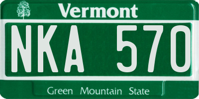 VT license plate NKA570