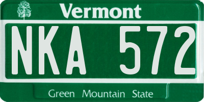 VT license plate NKA572