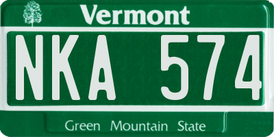 VT license plate NKA574