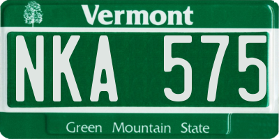 VT license plate NKA575