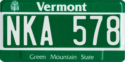 VT license plate NKA578