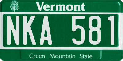 VT license plate NKA581