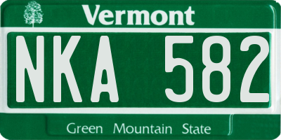 VT license plate NKA582