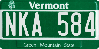 VT license plate NKA584