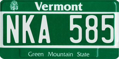 VT license plate NKA585