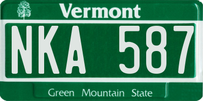 VT license plate NKA587