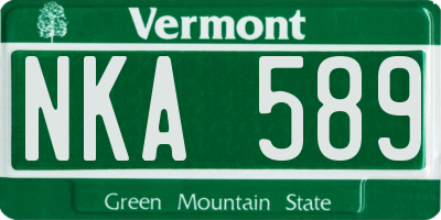 VT license plate NKA589