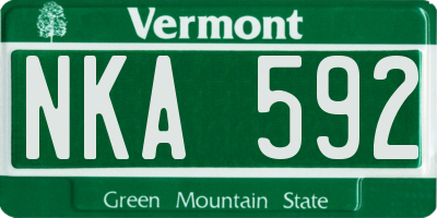 VT license plate NKA592