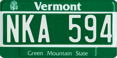 VT license plate NKA594
