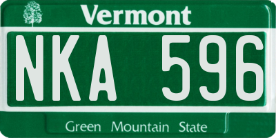 VT license plate NKA596