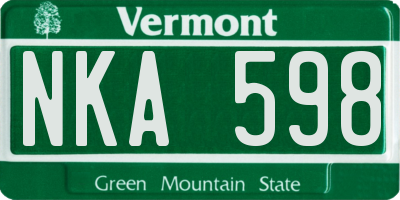 VT license plate NKA598